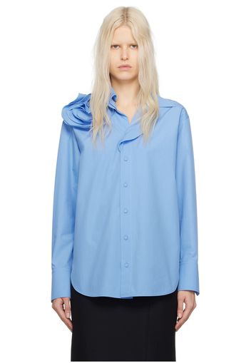 Valentino Blue Rose Appliqué Shirt