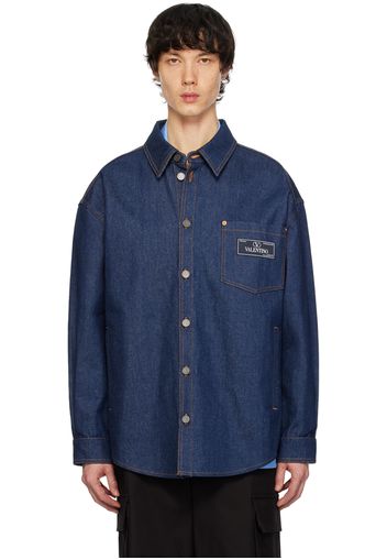 Valentino Indigo Patch Denim Shirt