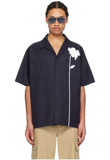 Valentino Navy Floral Appliqué Shirt