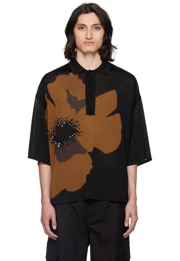 Valentino Blacak & Brown Intarsia Polo