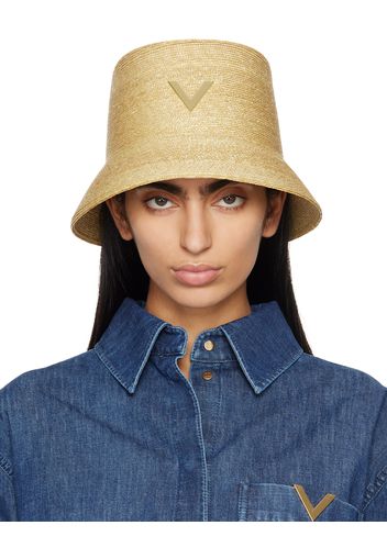 Valentino Garavani Beige V Logo Detail Bucket Hat