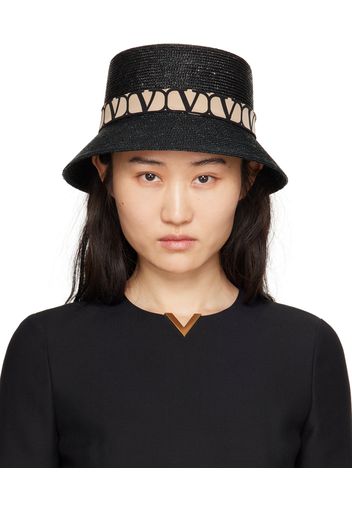 Valentino Garavani Black Straw Beach Hat