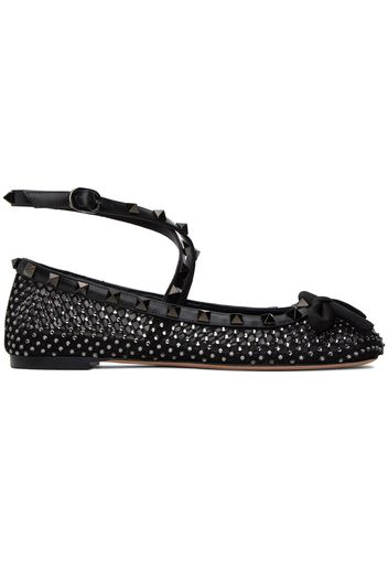 Valentino Garavani Black Rockstud Ballerina Flats