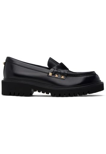 Valentino Garavani Black Rockstud Calfskin Loafers