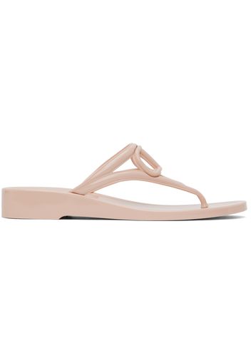 Valentino Garavani Pink VLogo Signature Rubber Thong Sandals