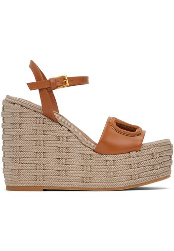 Valentino Garavani Tan VLogo Cutout Heeled Sandals