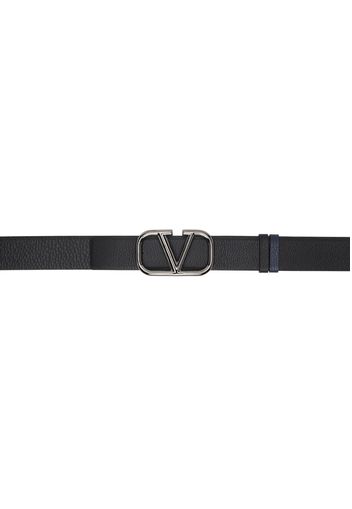 Valentino Garavani Black & Navy VLogo Signature Reversible Belt