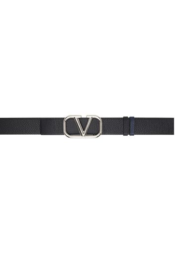 Valentino Garavani Black & Navy VLogo Signature Reversible Belt