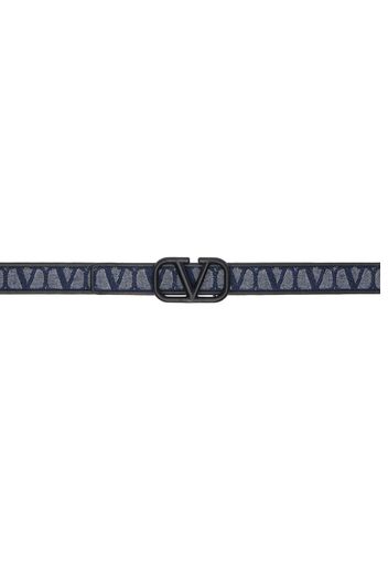 Valentino Garavani Navy & Black VLogo Belt