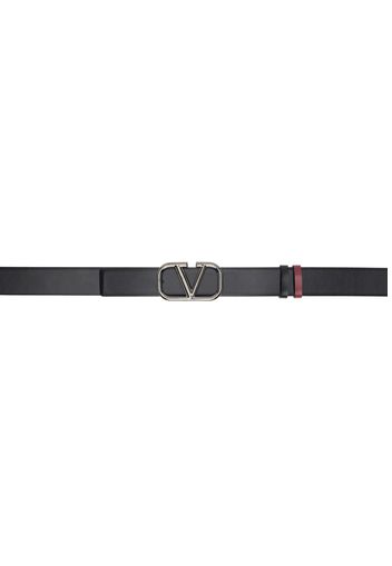 Valentino Garavani Black & Red VLogo Signature Reversible Belt