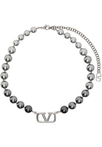 Valentino Garavani Silver VLogo Signature Pearl Choker