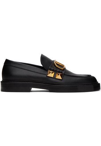 Valentino Garavani Black Stud Sign Loafers