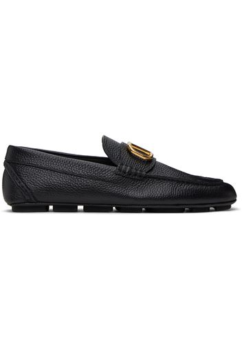 Valentino Garavani Black VLogo Signature Grainy Calfskin Loafers