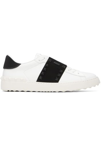 Valentino Garavani White & Black Calfskin Rockstud Untitled Sneakers