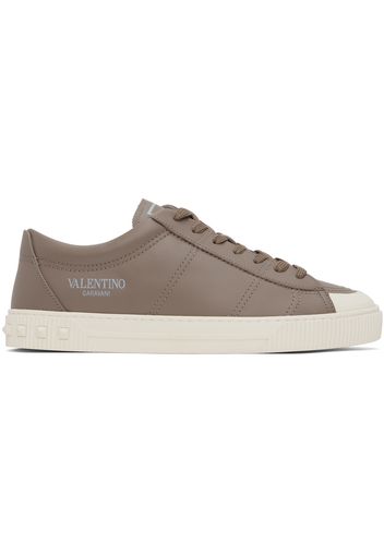 Valentino Garavani Taupe Cityplanet Calfskin Sneakers