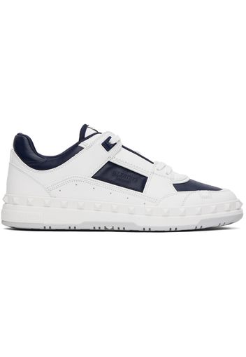 Valentino Garavani White & Navy Freedots Sneakers