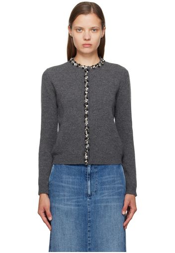 Valentino Gray Wool Embroidered Cardigan