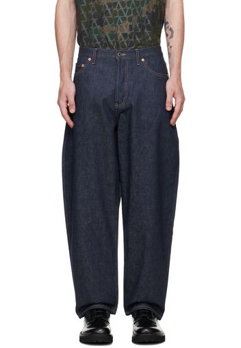 Valentino Navy Five-Pocket Jeans