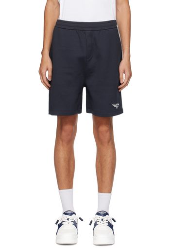 Valentino Navy Logo-Printed Shorts