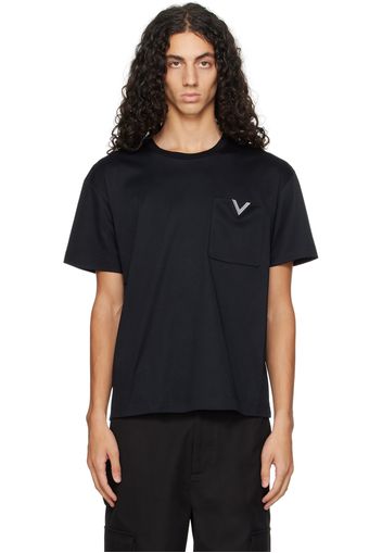 Valentino Black Metallic V Detail T-Shirt