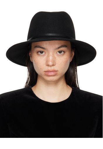 Valentino Garavani Black VLogo Wool & Calf Fedora