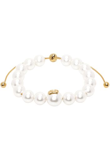 Valentino Garavani White & Gold VLogo Signature Bracelet