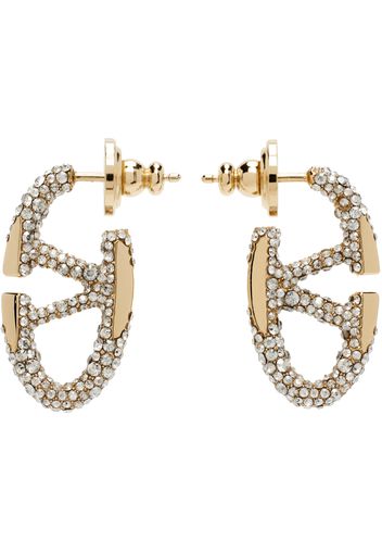 Valentino Garavani Gold Crystal Logo Earrings