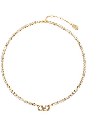 Valentino Garavani Gold VLogo Signature Crystal Necklace