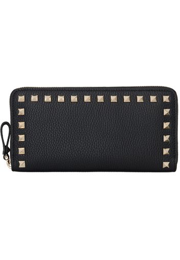 Valentino Garavani Black Rockstud Zippered Wallet