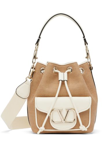 Valentino Garavani Beige Locò Raffia Bucket Bag