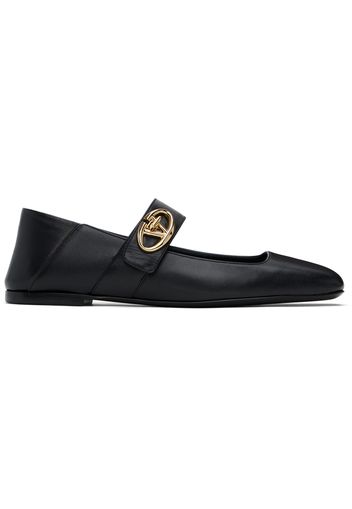 Valentino Garavani Black VLogo Locker Mary-Jane Ballerina Flats