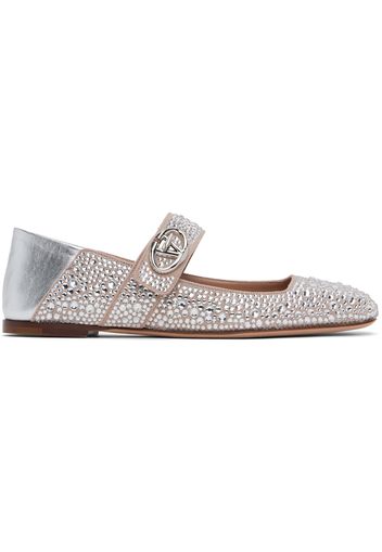 Valentino Garavani Silver & Pink VLogo Locker Mary-Jane Ballerina Flats