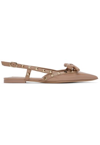 Valentino Garavani Pink Rockstud Bow Slingback Ballerina Flats