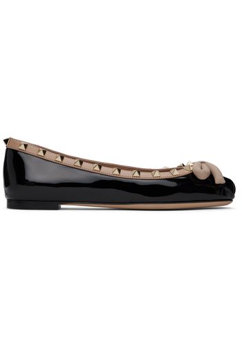 Valentino Garavani Black Rockstud Patent Leather Ballerina Flats