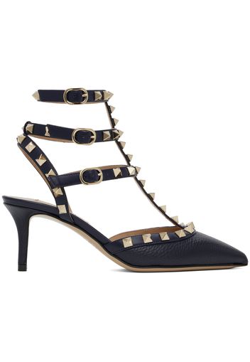 Valentino Garavani Navy Rockstud Caged 65mm Heels