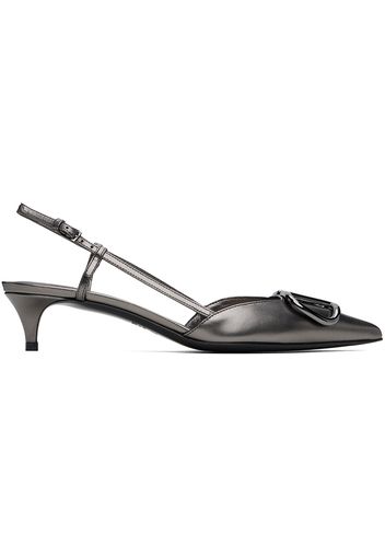 Valentino Garavani Gunmetal VLogo Signature Slingback Heels