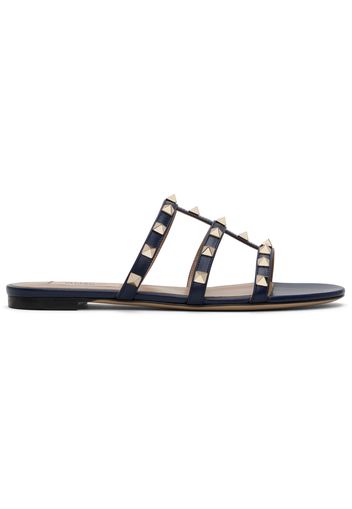 Valentino Garavani Navy Rockstud Flat Sandals