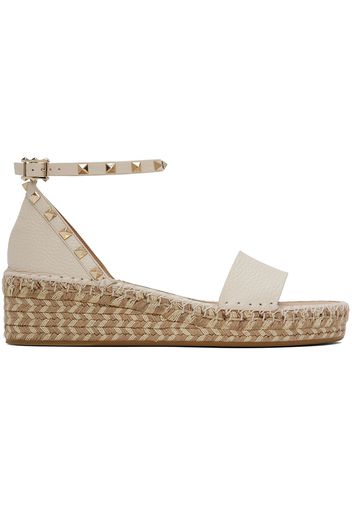 Valentino Garavani Off-White Rockstud Flat Sandals