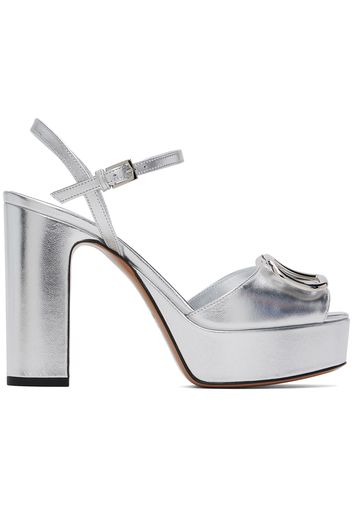 Valentino Garavani Silver Logo Heeled Sandals