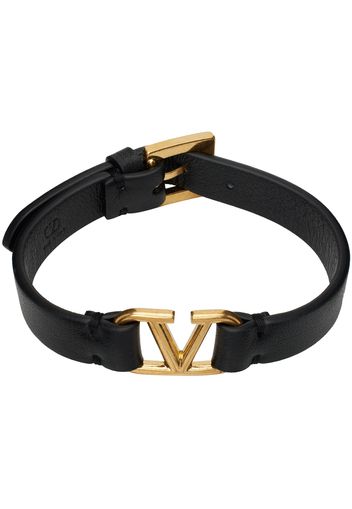 Valentino Garavani Black VLogo Signature Calfskin Bracelet