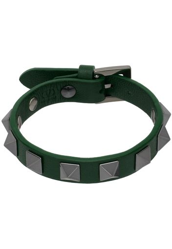 Valentino Garavani Green Rockstud Leather Bracelet