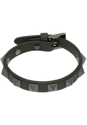 Valentino Garavani Green Rockstud Leather Bracelet