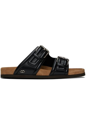 Valentino Garavani Black Fussfriend Calfskin Slides