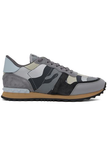 Valentino Garavani Gray Rockrunner Camouflage Sneakers