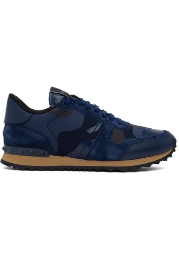 Valentino Garavani Navy Rockrunner Camouflage Sneakers