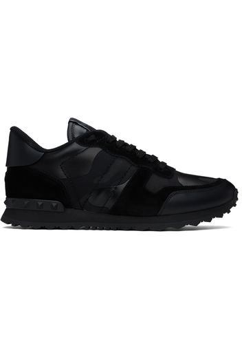 Valentino Garavani Black Camouflage Rockrunner Sneakers