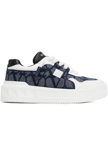 Valentino Garavani Navy & White One Stud XL Low-Top Sneakers