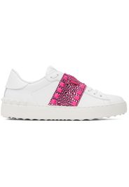 Valentino Garavani White & Pink Rockstud Untitled Sneakers