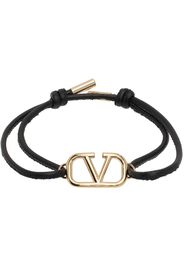 Valentino Garavani Black VLogo Leather Bracelet