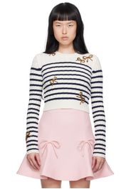 Valentino White & Navy Bow Sweater